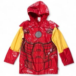 Title: Kids Iron Man Rain Jacket Size 9/10 Red Marvel Hooded Coat